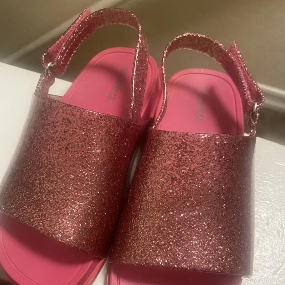 Mini Melisa slip sandals glittery pink size 10 toddler